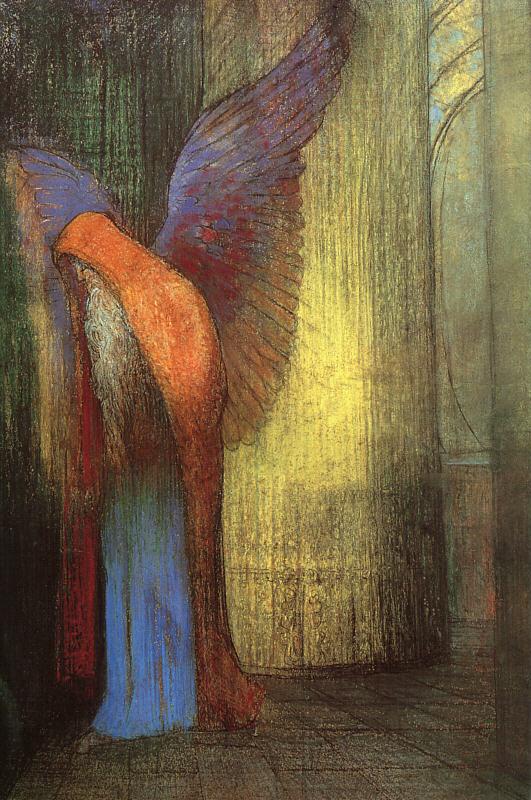 Odilon Redon Winged Old Man with a Long White Beard France oil painting art